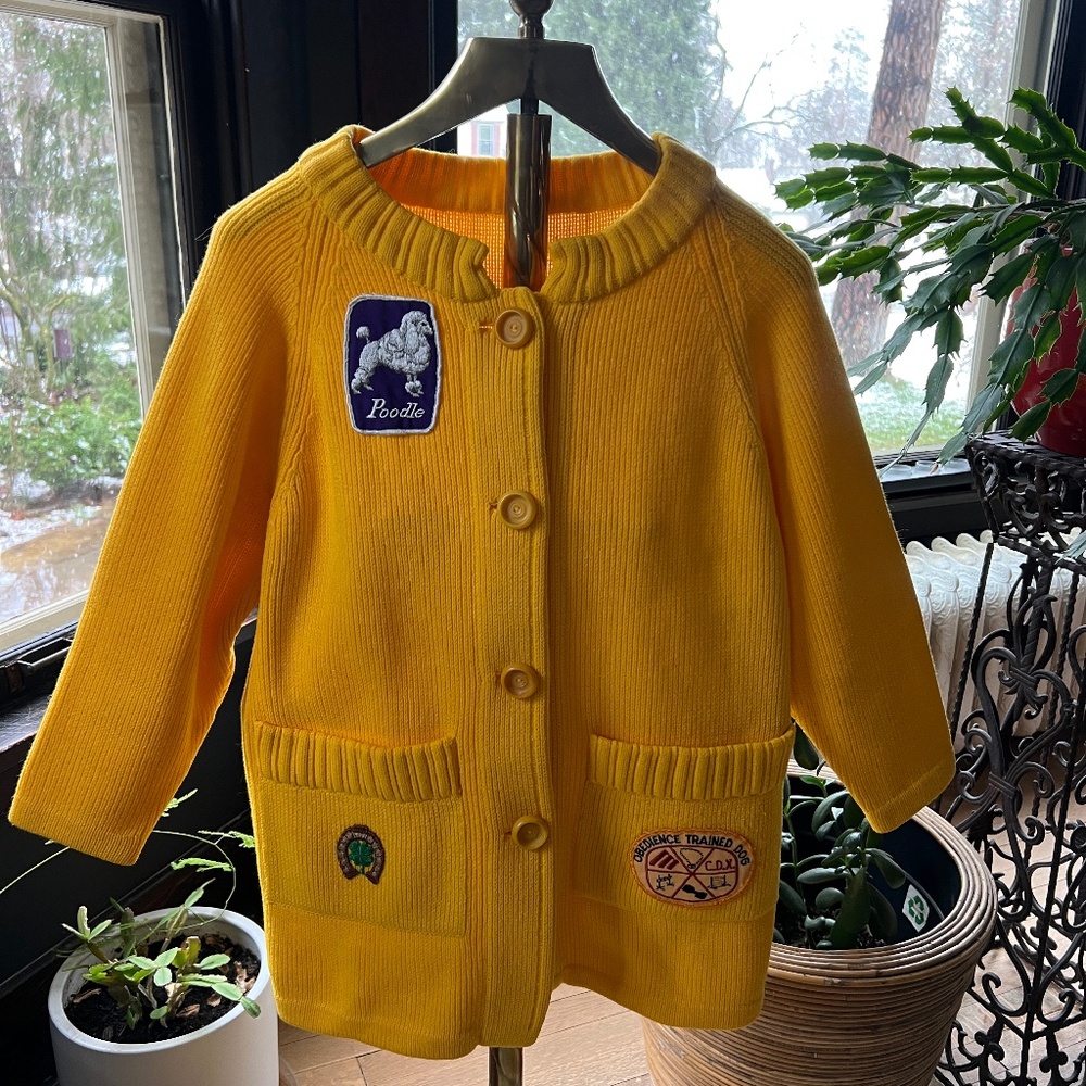 Vintage Yellow Chunky Knit Poodle Cardigan |Condition | Poodle Patch Varsity
